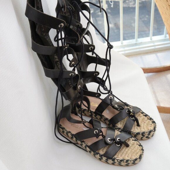Loeffler Randall Sacha Leather Gladiator Espadrille Sandals Sz 8 - Picture 3 of 11